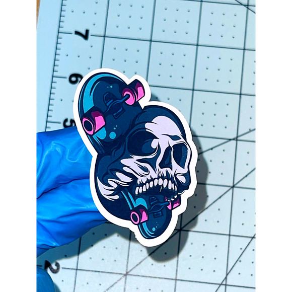 Skateboard Skull High Quality Water Resistant Sticker Decal - Picture 2 of 4